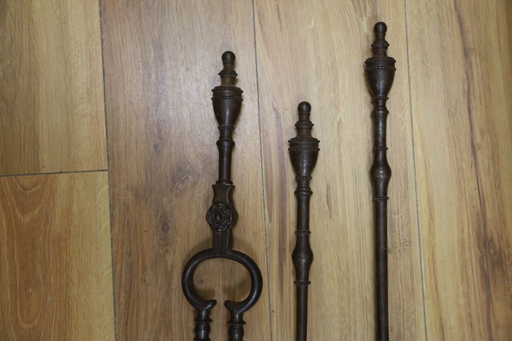 A set of three 19th century fire irons